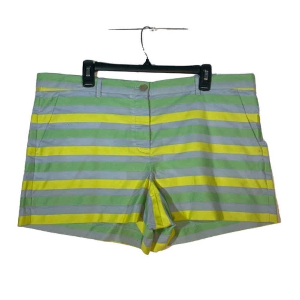 Gap Womens micro mini shorts Size 16  Green Yellow Blue Striped new NWT